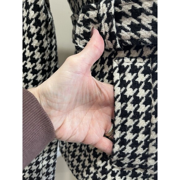 Guess Womens Houndstooth Wool Blend Lined Pea Coat 90's Small Preppy Clueless - Picture 9 of 13
